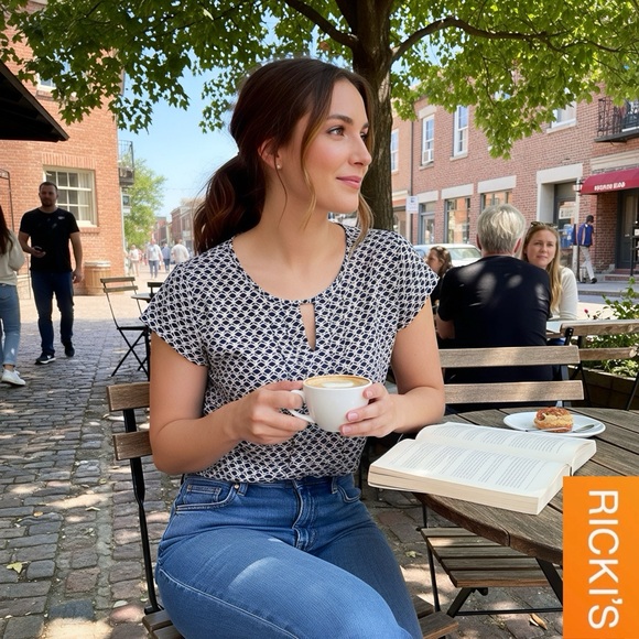 Ricki's Tops - Ricki's Monochrome Patterned Blouse